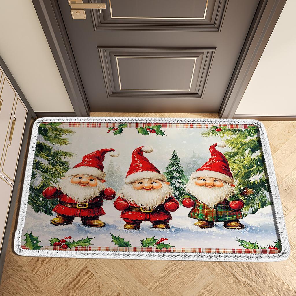 Christmas Welcome Doormat Entrance Door Mat Outdoor Front Room Rugs Hallway Carpet Floor Foot Bath Mat Washable