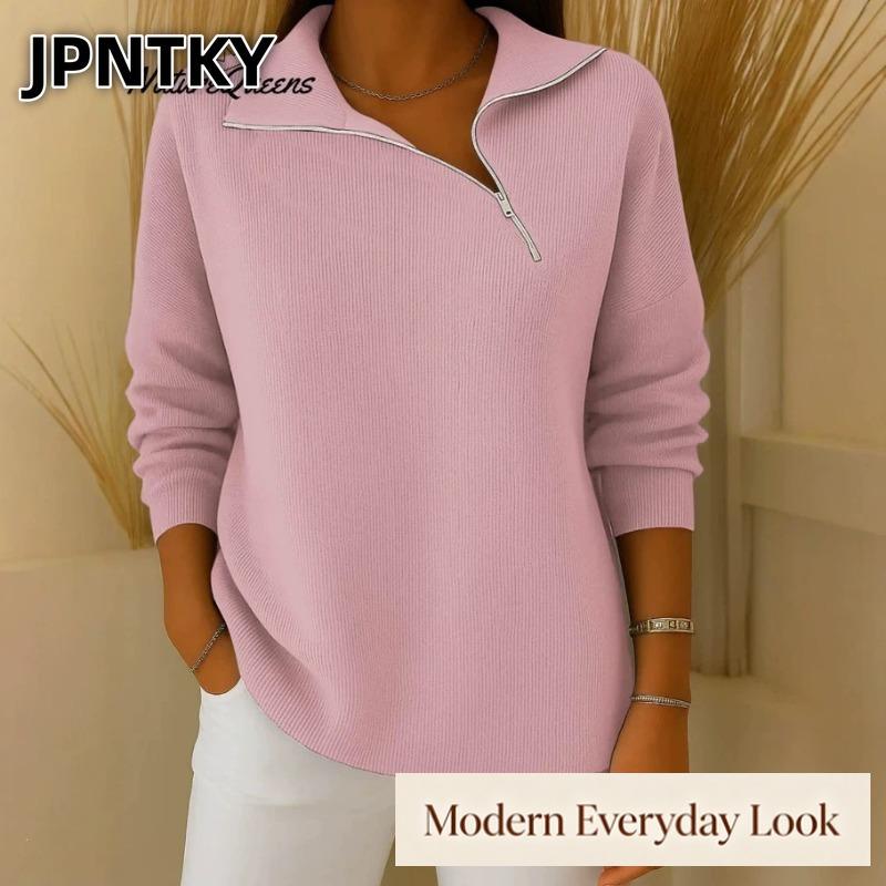 JPNTKY Women's Fashion Casual Solid Color Print Long Sleeve Blouses & Shirts