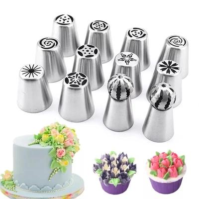 18Set Russian Tulip Icing Piping Nozzles Stainless Steel Flower Cream Pastry Tips Nozzles Bag Cupcake Cake Decorating Tools