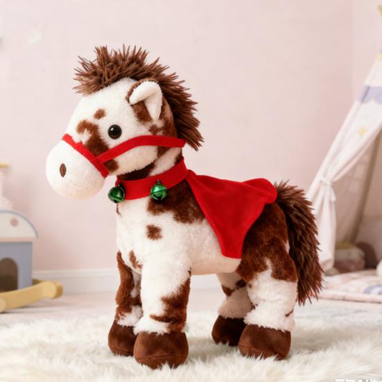 Spotted Electric Plush Horse Walking & Neighing Stuffed Animal Toy Realistic Cuddly Doll Birthday Gift for Kids And Toddlers