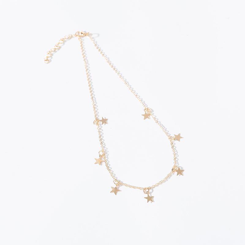2021 New Fashion Simple Style Women's Alloy Electroplated Necklace Long Personality Five-Pointed Star Pendant C179