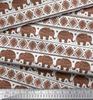 Soimoi Japan Crepe Satin Fabric Aztec & Tribal Elephant Ethnic Print Sewing Fabric Metre 42 Inch