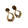 Silver Needle Oval Artificial Tiger's Eye Stone Earrings Retro High-end Stud Earrings Niche Versatile Earrings