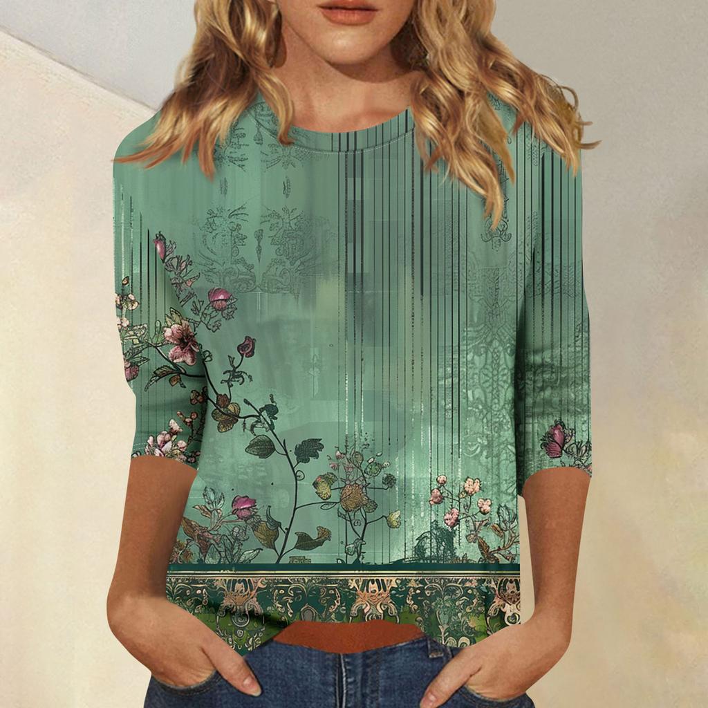 Women's 3/4 Sleeve Shirts Graphic Tees Shirts Casual Basic Tops Pullovers
