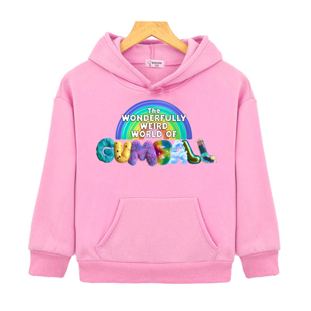 The Wonderfully Weird World of Gumball Hoodie Sweatshirts Graphic Clothes Printed Pocket Streetwear Cute Cartoon High Quality 130 розовый