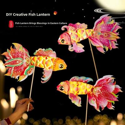 Handmade Diy Mid-Autumn Festival Lantern Blessings Luminous Fish Lantern Good Luck Chinese Traditional