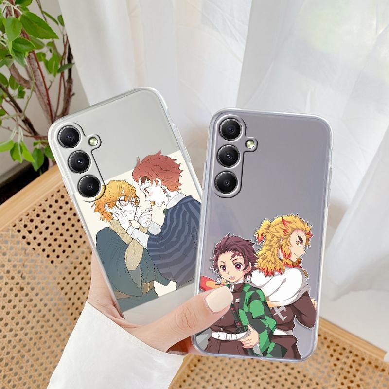 Anime Cartoon Patterned Soft Transparent Silicone Case For Samsung A55 M35 S24 Xiaomi Redmi Note 13 Poco C65 iPhone Camera Shockproof Protective Cover