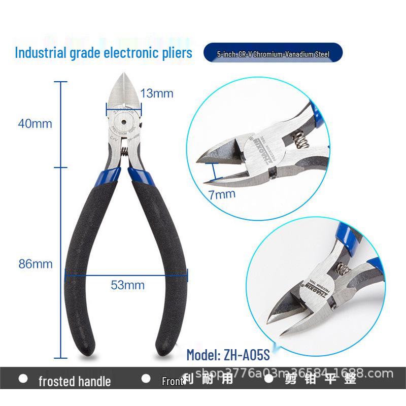 High-Quality Alloy Steel Japanese Mini Angled Cutters for Network Cable - Flat Jaw Shears with Angled Tip