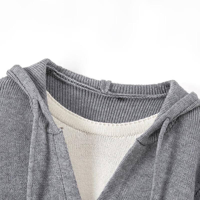 Women's Hooded Faux Two-Piece Knit Top