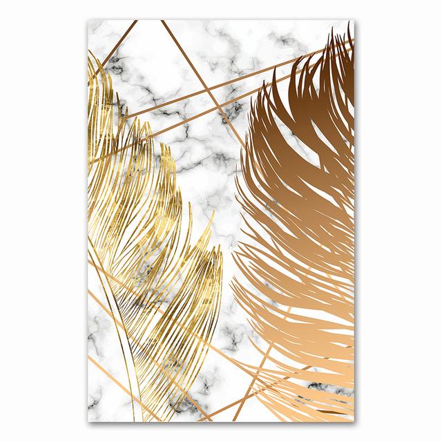 Scandinavian style, plant, gold, canvas, decorative painting, art, abstract printing, painting on the wall