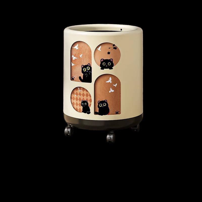 Милый Кот Мусорное Ведро на Колесиках