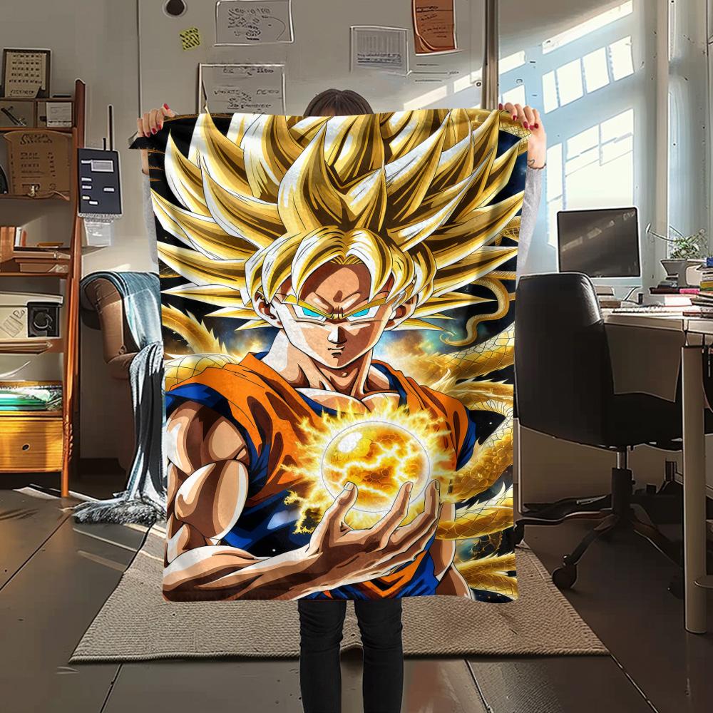 1PC Dragon Ball Super Patterned Flannel Blanket Suitable For All Seasons For Home Decor Warmth And Comfort Gifts Holiday Present