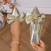 Summer new large size bow pointed half slippers flat bottom lazy bag head slippers women