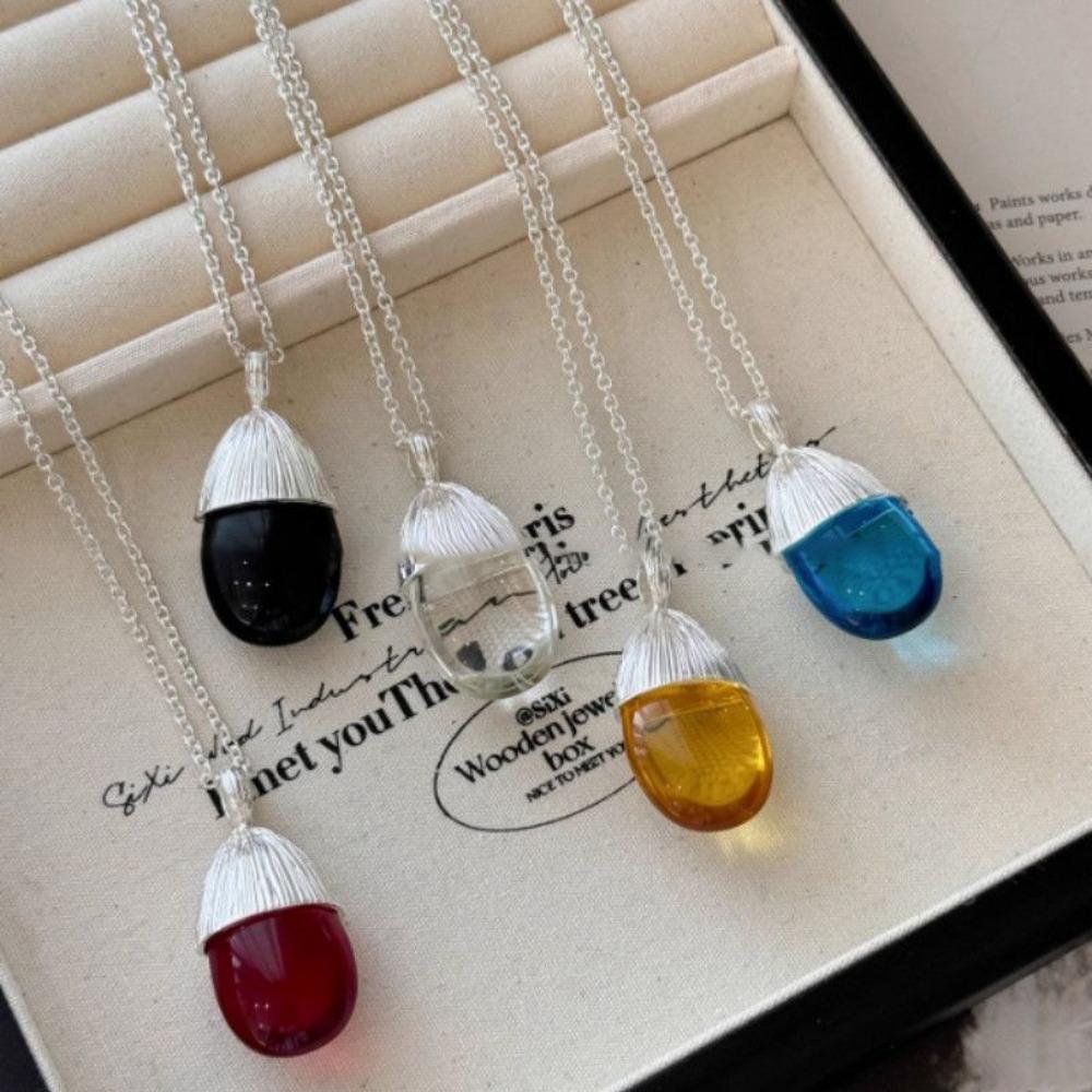 Simple Fashion Geometric Teardrop-shaped Pinecone Resin Pendant Long Necklace for Women Sweater Chain Jewelry Accessories Gifts