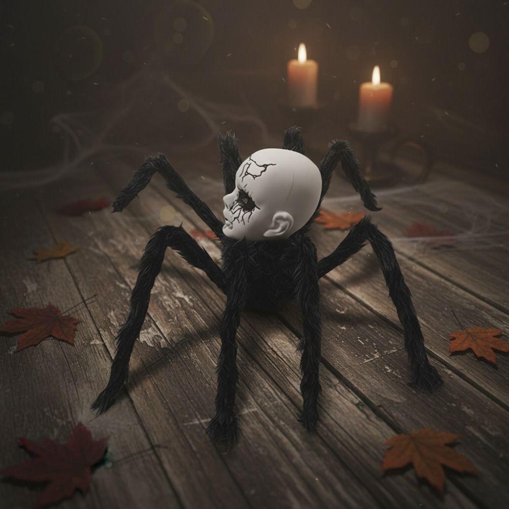 Plush Leg Halloween Electric Walking Spider Glowing Eye Halloween Spider Ornament Bar