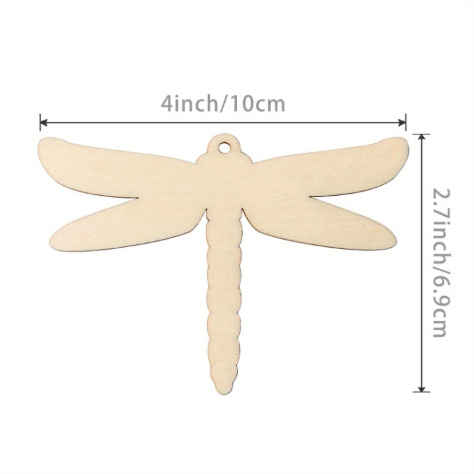 

30pcs Engraved Dragonfly Shaped Wood Slices, Wooden Home Decorations, Painting Supplies, Diy Handicrafts, Wooden Blank Labels