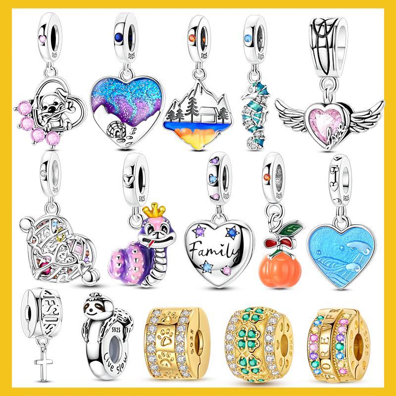 New Copper Charms Bead Heart Chocolate Luminous Snake Whale Shark Fit Original Bracelet Diy Jewelry Accessories