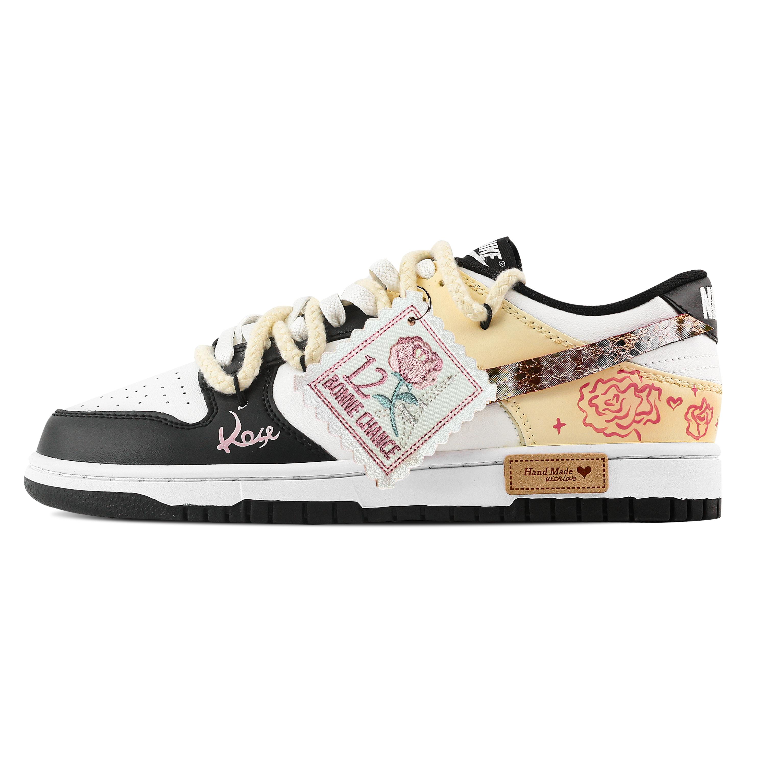 

Nike Dunk Multicolor Rose Abrasion Resistant Low top Skateboard Shoes Unisex Black Yellow DD1391-100(Team529-) 38