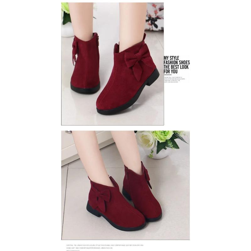 2025 Girls Fashion Boots Leather Sport Shoes For Girls Children Warm Boots Fashion Soft Bottom Princess Snow Boots Kids Sneakers