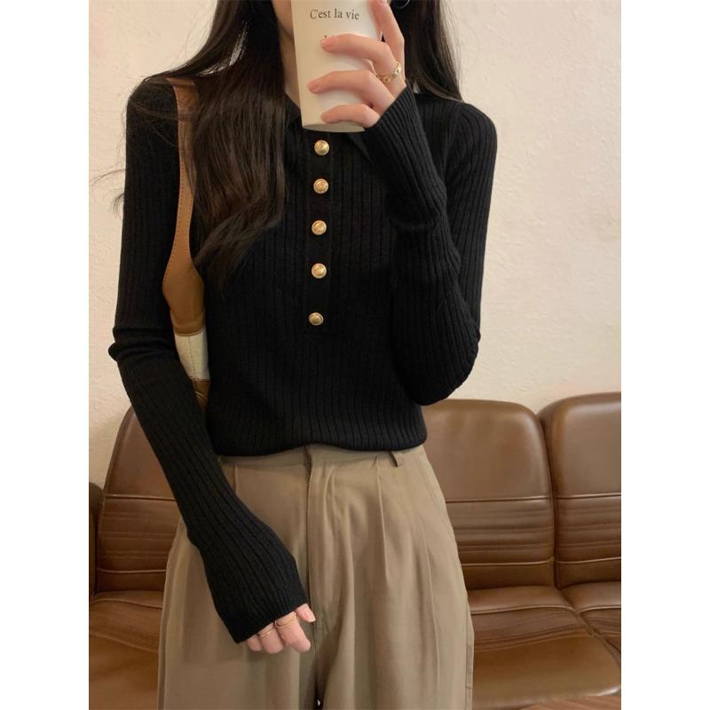 New spring and autumn collar knitted sweater chic bottoming shirt women's autumn and winter high-end sweater