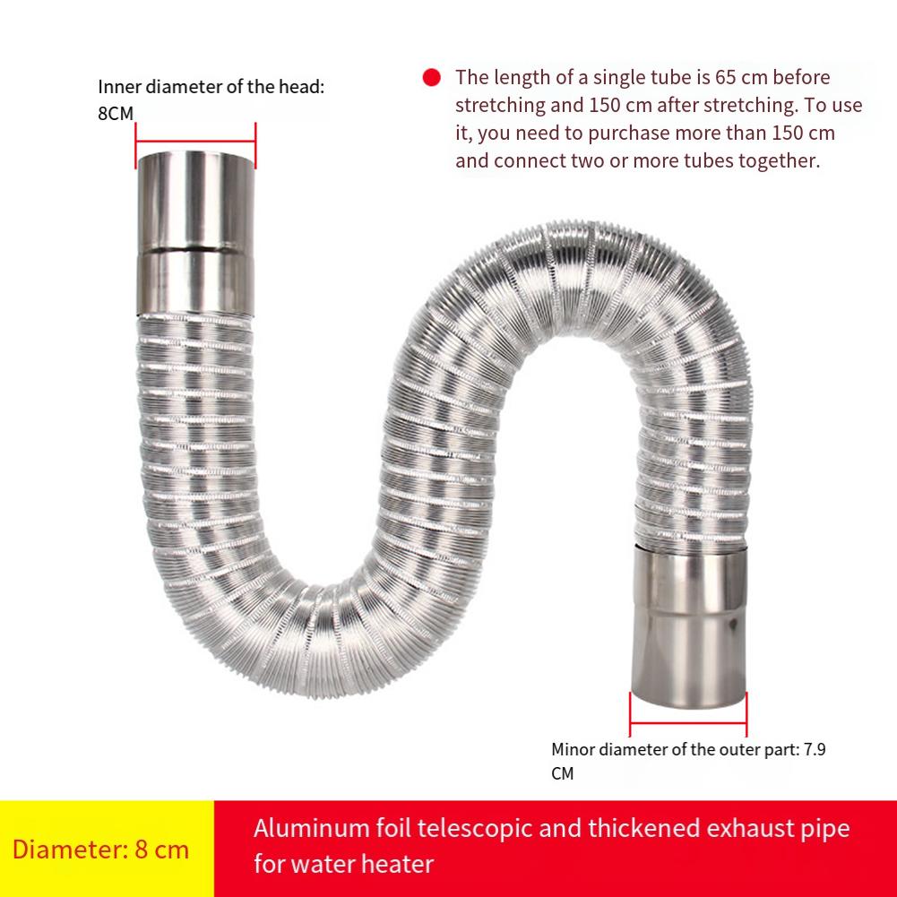 Efficient Exhaust Pipe for Gas Water Heater Adjustable Length from 0 65 to 1 5 Meters with Robust Construction