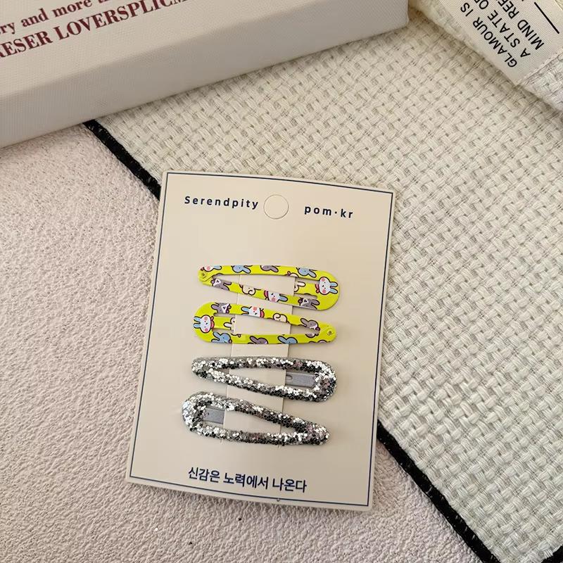 Lot de 4 barrettes d'été pour enfants, jolies pinces à cheveux à paillettes, style dessin animé, accessoires pour cheveux, couvre-chefs, Kawaii, nouvelle collection 2025