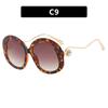 Y2K Vintage Oversized Round Sunglasses UV400 Punk Luxury Brand Designer Pearl Metal Wave Leg Shades for Women Men
