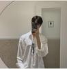 Men's British Yuppie Gray Long Sleeve Shirt - High-End, Mature Style, Oversized Trend
