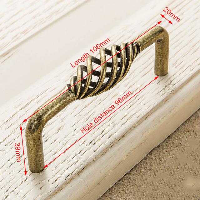Vintage Antique Bronze Cabinet Handles Hollow Out Birdcage Handles Drawer Knobs Wardrobe Door Pullers Furniture Handle