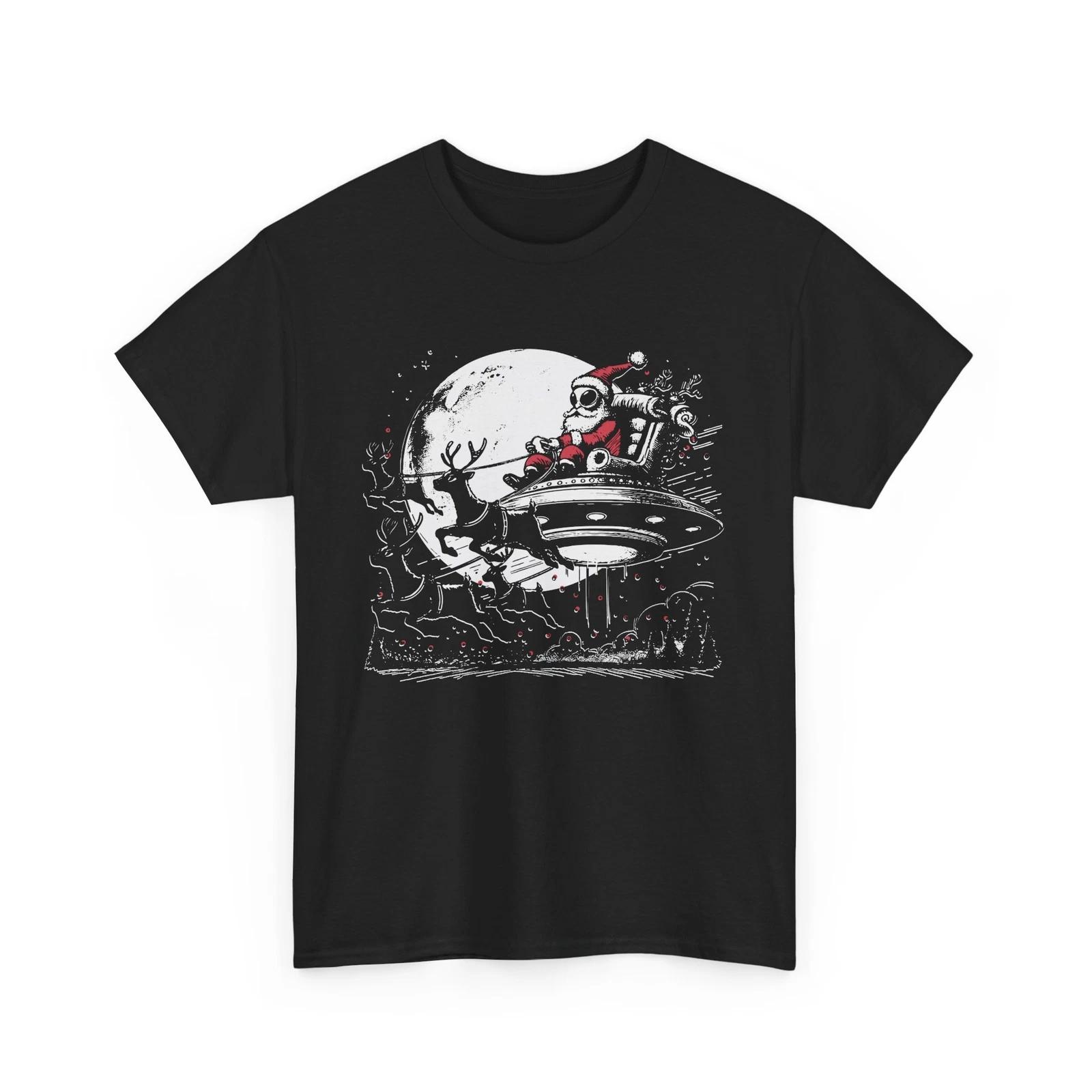 Santa Alien Claus T-Shirt | UFO Lover Tee | Alien Themed T-Shirt | SciFi Fashion XL