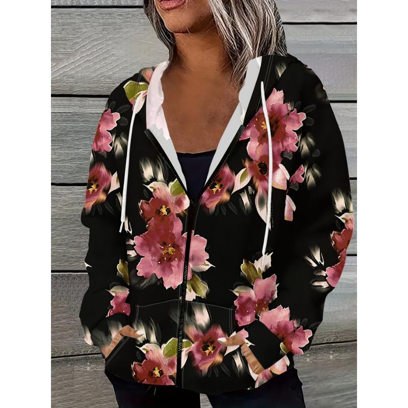Long Sleeve Hooded Jacket for Women Casual Oversized Streetwear Pullover Sweatshirt Autumn Winter Fashion Outerwear Trendy