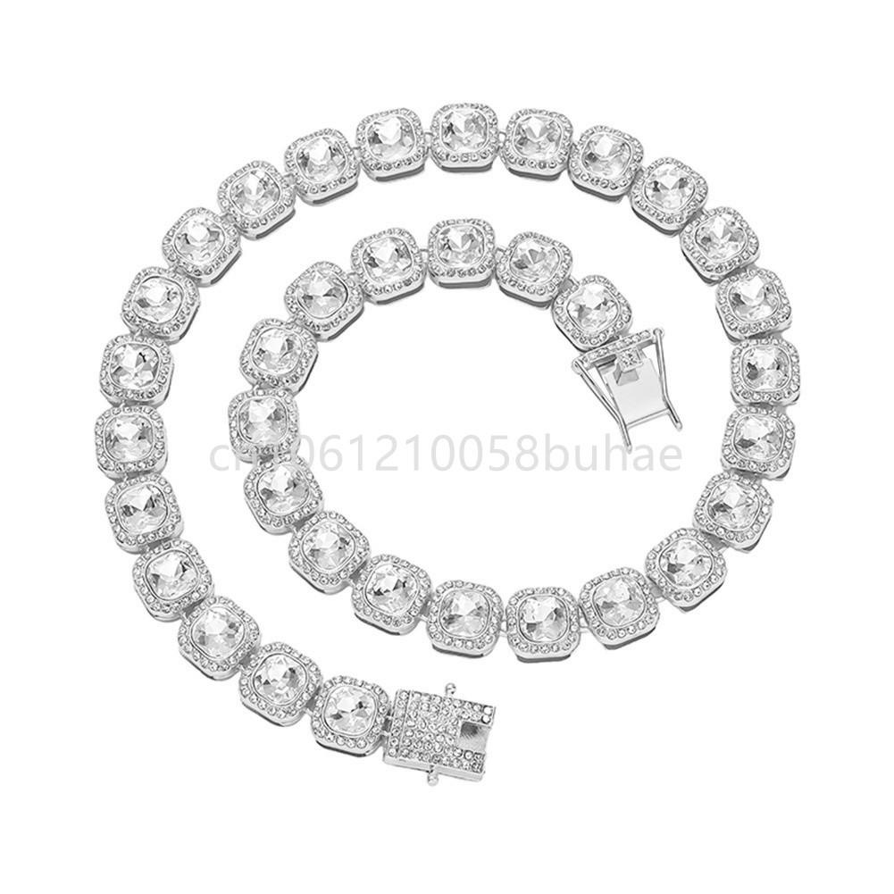 

Fashion 12mm Gold Color Square Tennis Chain Rhinestone Cat Collar Shiny Metal Pet Collar for Cats Dogs 2026 New Design 13inches 12inch (30cm) серебряный