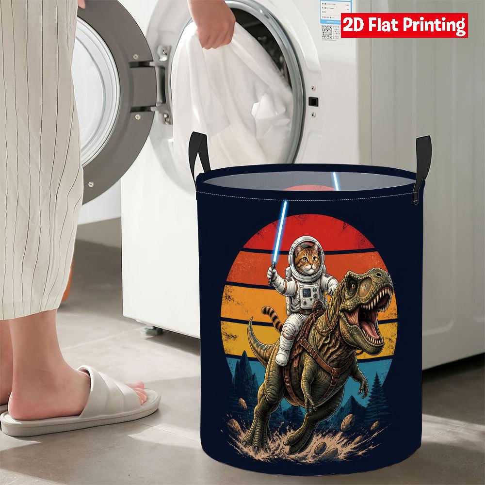 Collapsible Laundry Basket Large Round Waterproof Fabric Hamper Dirty Clothes Storage Bin Toy Organizer with Handles