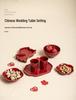 Red Ceramic Dessert Plate: Retro Chinese Pastry & Fruit Display Dish