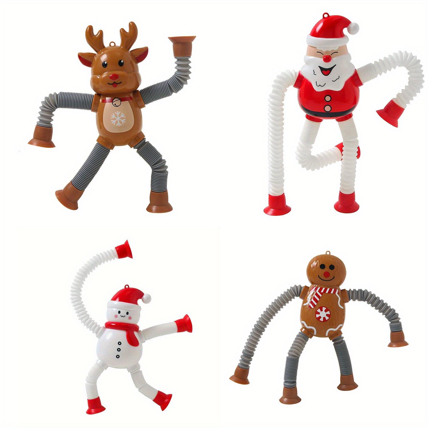 

4pcs Telescopic Tube Toys,Educational Toys,Deformation Toys.Christmas Pendant Santa Claus/Snowman/Reindeer/Gingerbread Man Decoration,Christmas Gifts 4