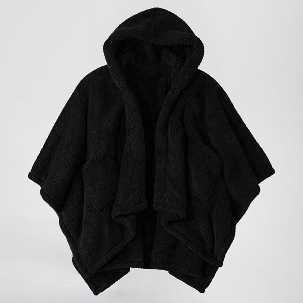 Europäischer & Amerikanischer Damenwollmantel: Doppelseitiges Fleece-Cape für das Büro, Warmer tragbarer Decken-Schal