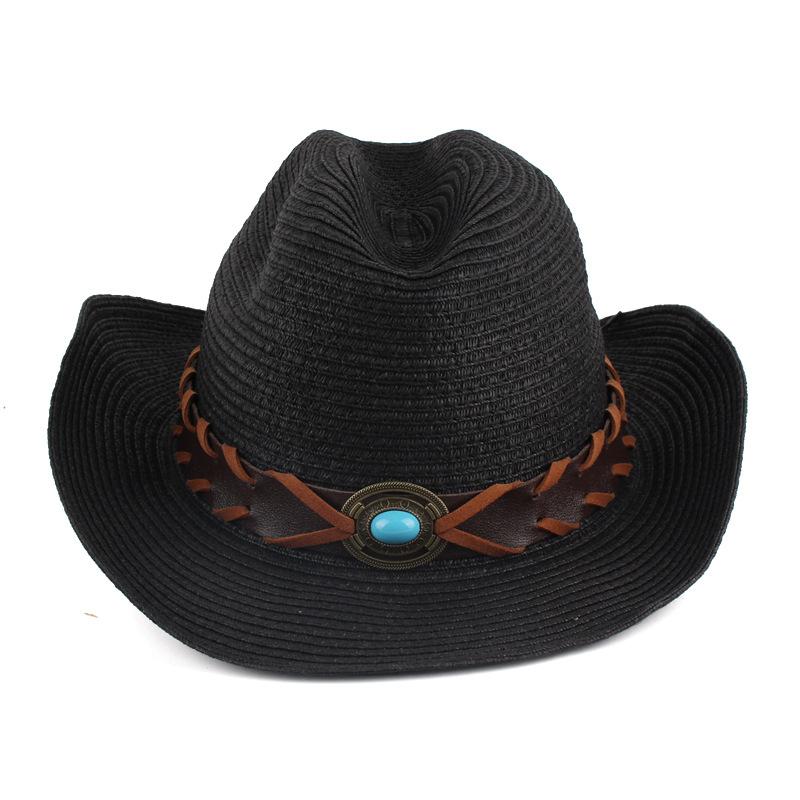

Новинка 2023 года, соломенная ковбойская шляпа для мужчин и женщин, летняя дышащая пляжная шляпа от солнца с завивающимися полями, ковбойская кепка в стиле вестерн, сомбреро, хомбре 56-58CM