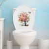Flowers and Leaves Vase Toilet Stickers Bathroom Home Decoration Wall Stickers