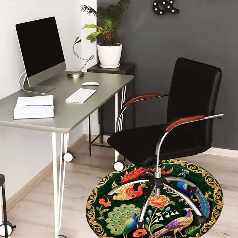 

1pc Carpet Chair Mats Colorful Peacocks and Flowers Ornament Perfect for Decorating Chairs, Polyester Carpet, for Living Room.YDT682 80cm by 80cm