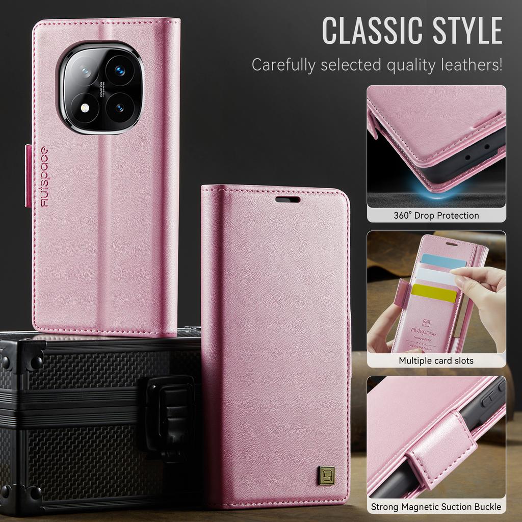 Per Xiaomi Redmi Note 14 Pro 4G/ Redmi Note 14 Pro 5G/ Note 14 Pro+ 5G Custodia a Portafoglio con Fessure per Carte e Cavalletto, Custodia in Pelle con Protezione a 360°