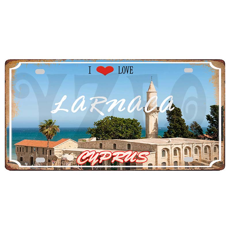 YZFQ30X15CM Zypern Stadt Reise Metallschild Dekorative Schilder Wand Kneipe Zuhause Kunst Restaurant Handwerk Dekor Vintage Poster DC-1588B 15x30cm(5.9x7.8inch)