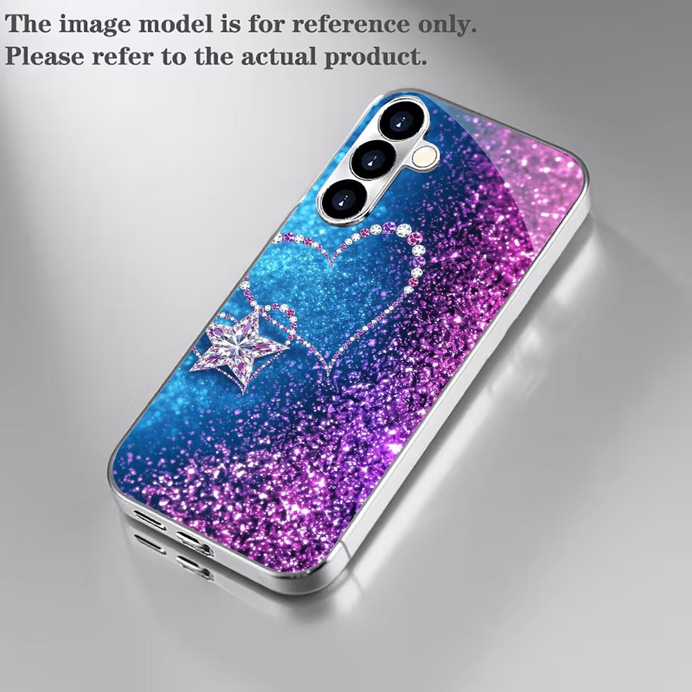 Trendy Bling Crystal Star Phone Case S26 Ultra Case S25 Ultra Case Glass for Samsung Galaxy S26 S25 S24 S23 S22 FE Ultra Plus