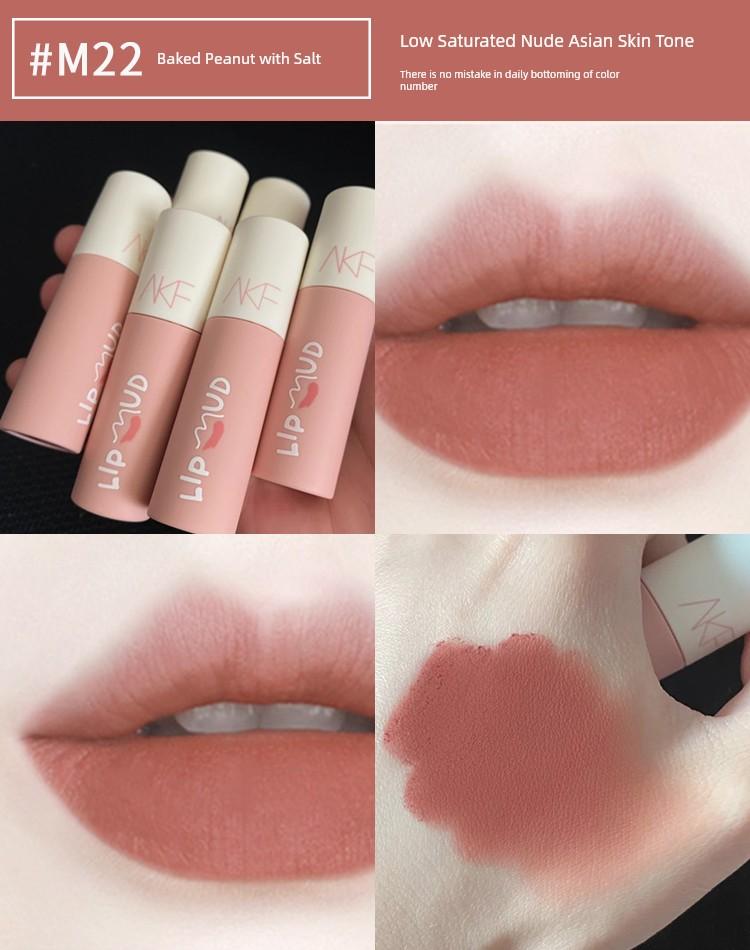 AKF Lip Mud M20 Matte Finish Velvet Lip Lacquer M07 Niche Style Brand Orange White Niche Style Brand Lipstick
