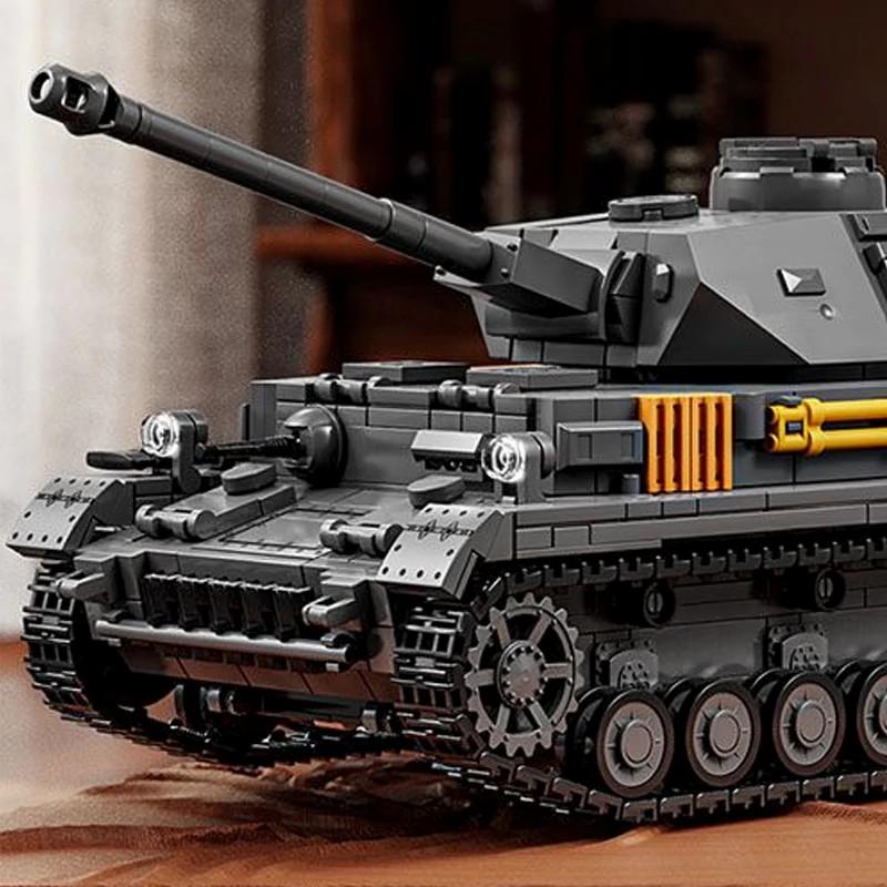 Military Technicial Pzkpfw Iv Ausf. F2 Panzer Building Blocks Ww2 Heavy Tank 4 Figures Brick Model Kit Adults Kids Gifts 1419Pcs