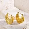 Vintage Metal Stainless Steel 18K Gold Color Earring Geometric Unusual Earrings for Women Statement Stereoscopic Stylish Jewelry