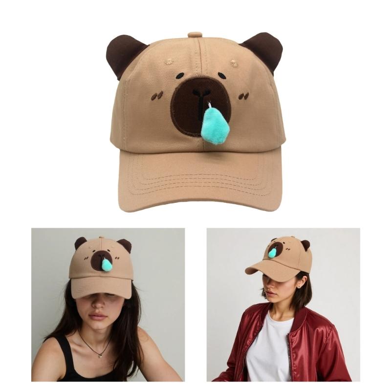 Embroidery Capybara Baseball Caps Breathable Long Brims Hat for Sun Protections Unisex Golf Caps for Adult Unisex
