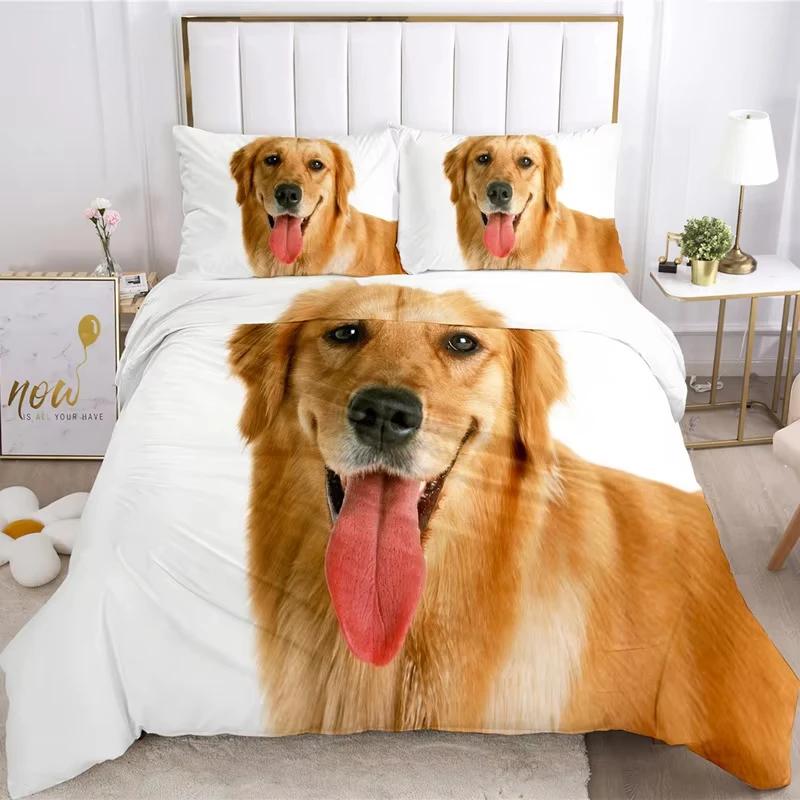 Cute Dogs Duvet Cover Pet Dog Funny Animal Bedding Set 3D Print Puppy Comforter Cover Pillowcases Full King For Kids Teens Decor