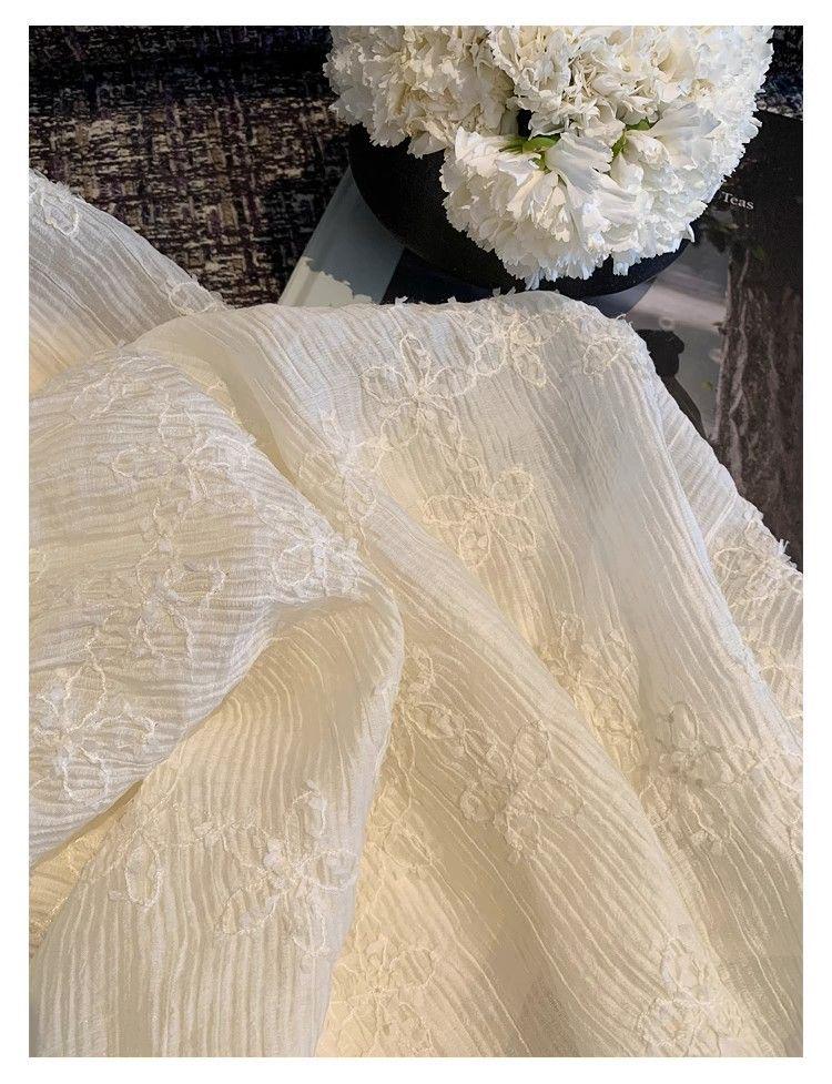 French-Style Summer Chiffon Halter Neck Dress with Embroidered A-Line Skirt