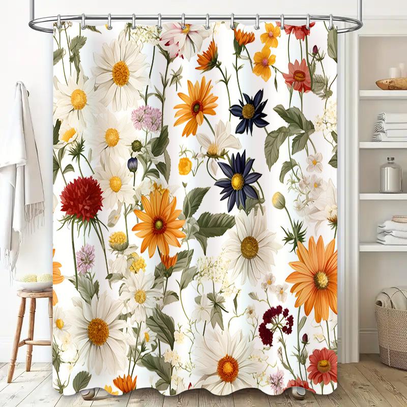 Floral Printed Shower Curtain Decorate Your Bathroom with Fresh Flowers In White Multicolor Floral Design