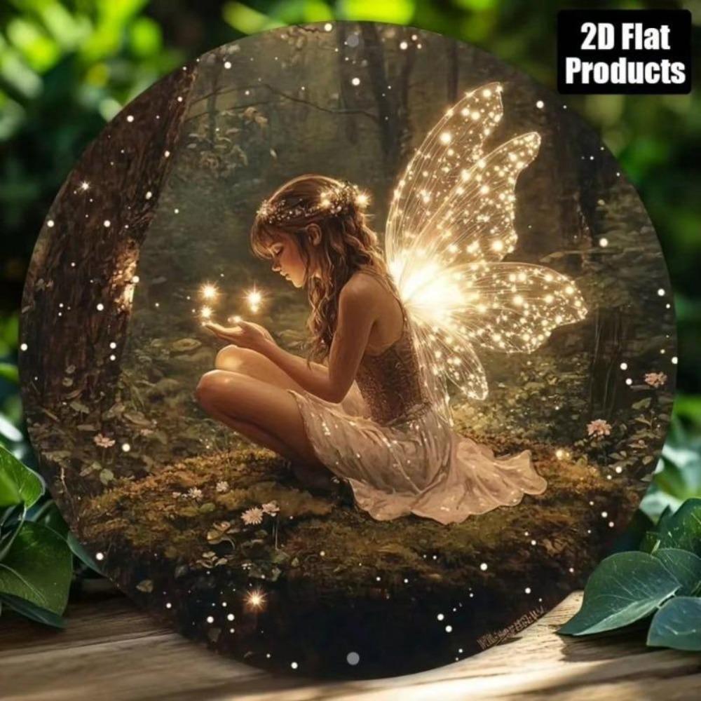 Vintage Luminous Elf Metal Wall Art Decor Circular Home Sign